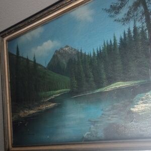 Green and Blue Mountain Landscape Painting